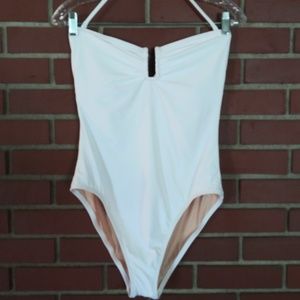 J Crew White one piece swimsuit rushed cups